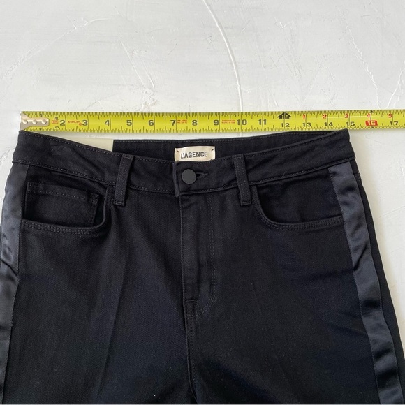 L'AGENCE BRAND NEW 'THE SOLANA' BLACK FLARED TUXEDO STRIPED JEANS SIZE 28 NWOT - Picture 9 of 13